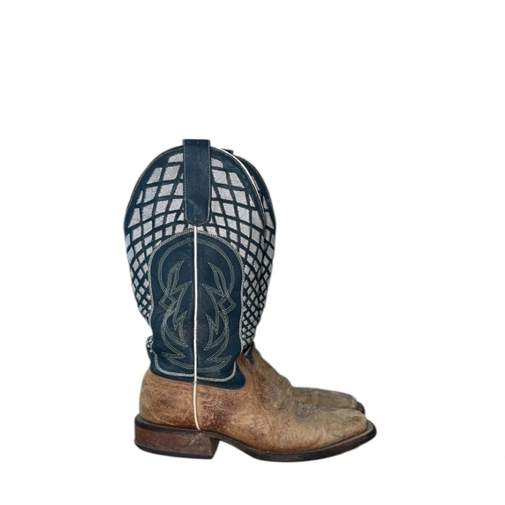 Anderson Bean Horse Power Boys Western Cowboy Blue Boots Size 4‎ - Picture 2 of 8